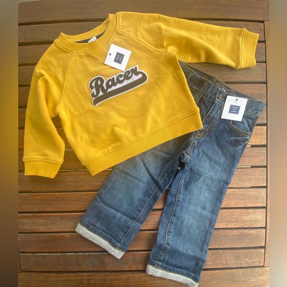 Janie and Jack boys 18-24 mos pullover and jean set NWT